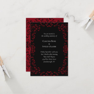 Gotische Hochzeitseinladungen Rot und Schwarz Swir Einladung