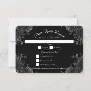 Gotische Hochzeitserie-RSVP-Antwort auf Schwarz-Gr Einladung