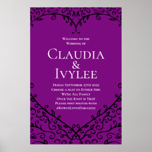 Gotische Hochzeitsfeier lila und schwarzes Herz -  Poster