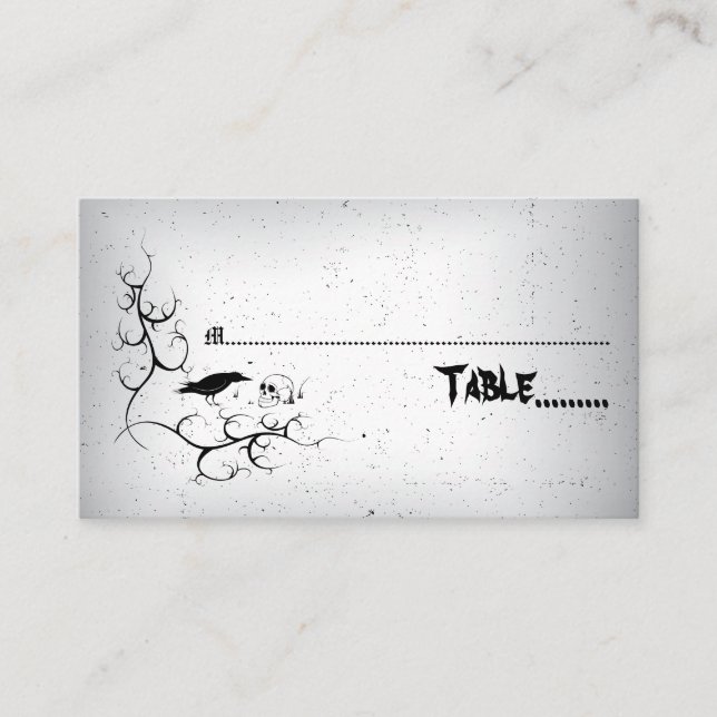 Gotische Hochzeitskarte für Rochen und Schädel Platzkarte (Vorderseite)