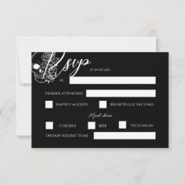 Gotische Hochzeitskarte für Schwarz und Weiß RSVP Karte