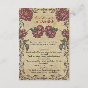 Gotische Hochzeitskarte mit gealtertem Papier Begleitkarte