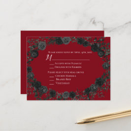 Gotische Hochzeitskarte mit roter und schwarzer Ro Postkarte