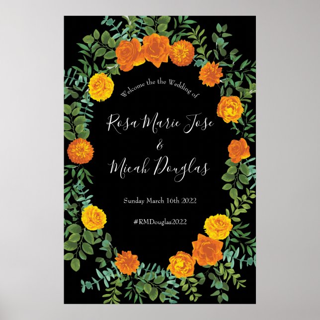 Gotische Hochzeitskollektion aus Schwarz und Orang Poster (Vorne)