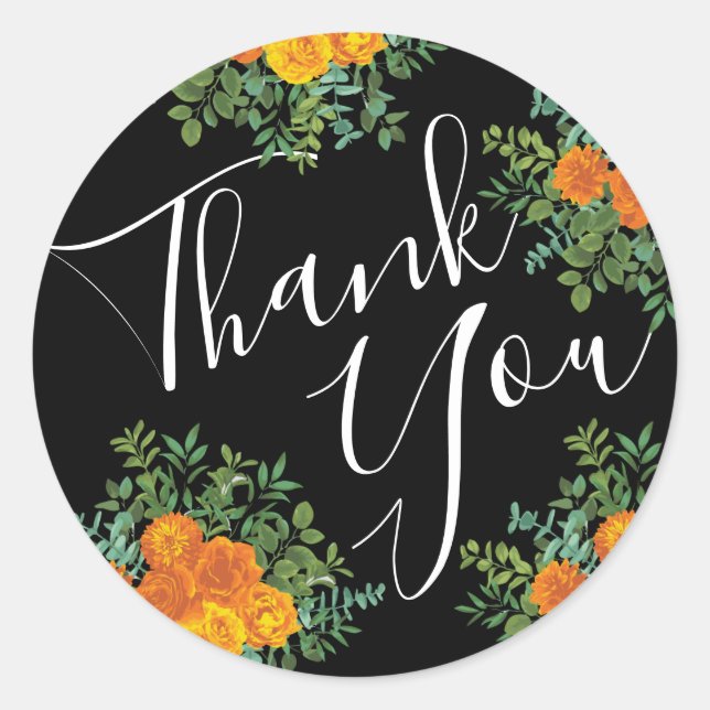 Gotische Hochzeitskollektion aus Schwarz und Orang Runder Aufkleber (Vorderseite)