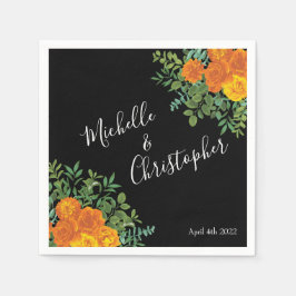 Gotische Hochzeitskollektion aus Schwarz und Orang Serviette