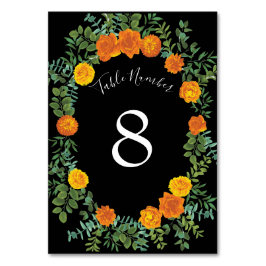 Gotische Hochzeitskollektion aus Schwarz und Orang Tischnummer