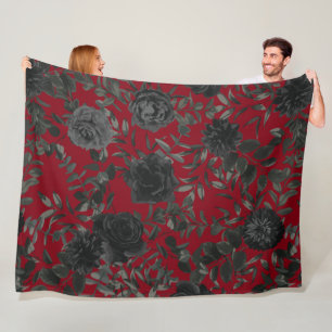 Gotische Hochzeitslehre in Rot und Schwarz-Rose Fleecedecke