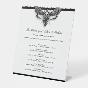 Gotische Hochzeitssitzkarten Elegantes Schwarz-wei Sockelschild