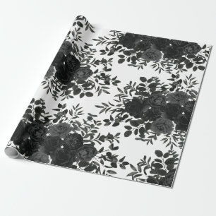 Gotische Hochzeitszettel der Rose Weiß und Schwarz Geschenkpapier