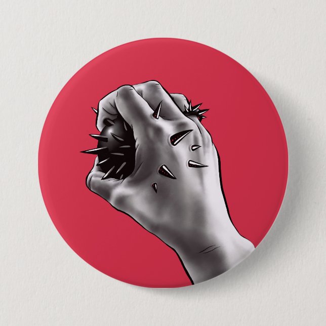 Gotische Horrorkunst - erstochene Hand Button (Vorderseite)