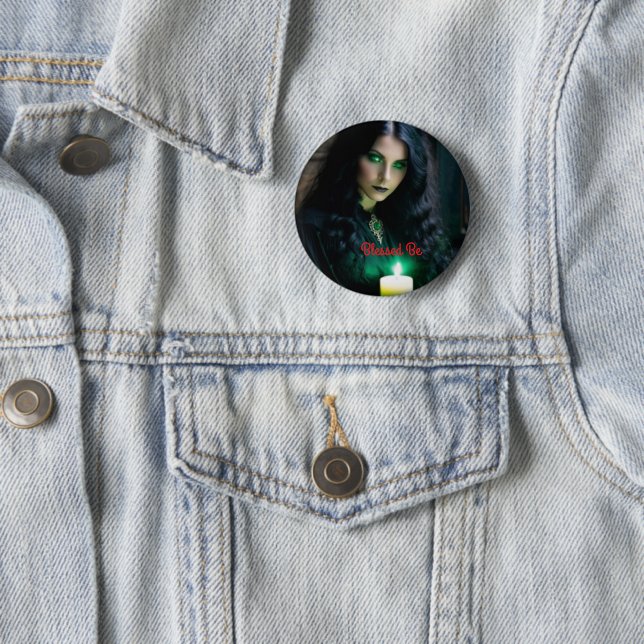Gotische Hübsche Hexe, dunkles Thema Button (Beispiel)