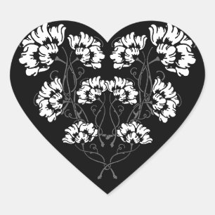 Gotische Jugendstil-Blume Herzstück Herz-Aufkleber