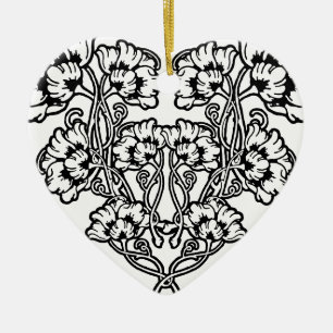 Gotische Jugendstil-Blume Herzstück Keramik Ornament