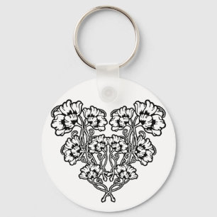 Gotische Jugendstil-Blume Herzstück Keychain Schlüsselanhänger
