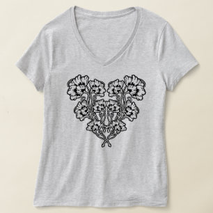 Gotische Jugendstil-Blume Herzstück T - Shirt