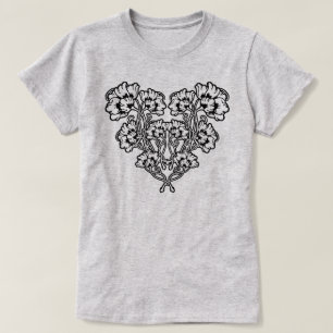 Gotische Jugendstil-Blume Herzstück T - Shirt