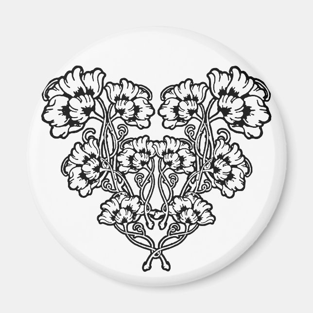 Gotische Jugendstil-Blume Magnet (Vorne)