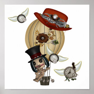 gotische Jugendstil-Heißluftballon Steampunk Art Poster