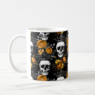 Gotische Kaffee-Tassen-Schädel n krönt orange Kaffeetasse