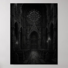 Gotische Kathedrale in Schwarz-Weiß-Poster Poster
