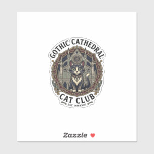 Gotische Kathedrale Katze Katze Grafik T-Shirt Kun Aufkleber