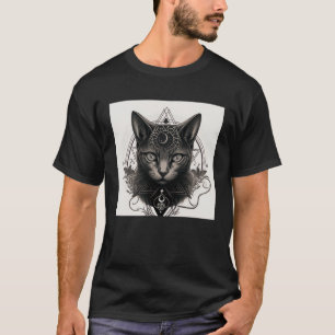 Gotische Katze mit Wiccan und Occult Symbolen T-Shirt