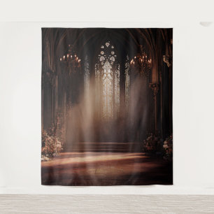 Gotische Kirchenhochzeits-Fotokulisse Wandteppich