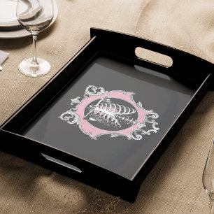 Gotische Liebe Rosa und schwarze Skelette Herz B Seidenpapier