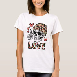Gotische Liebe - Skull mit Leopard Print Beanie T-Shirt