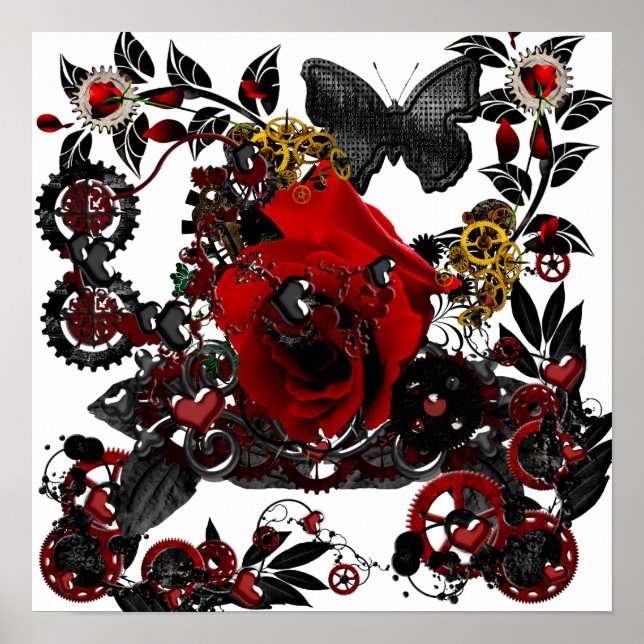 gotische Liebe Steampunk Funky Design Poster (Vorne)