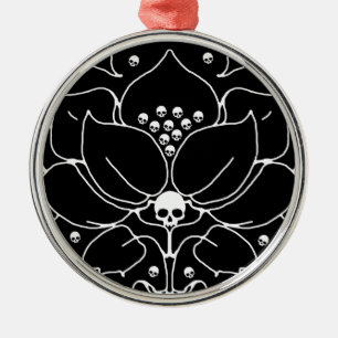 Gotische Lily mit Skulls Silbernes Ornament