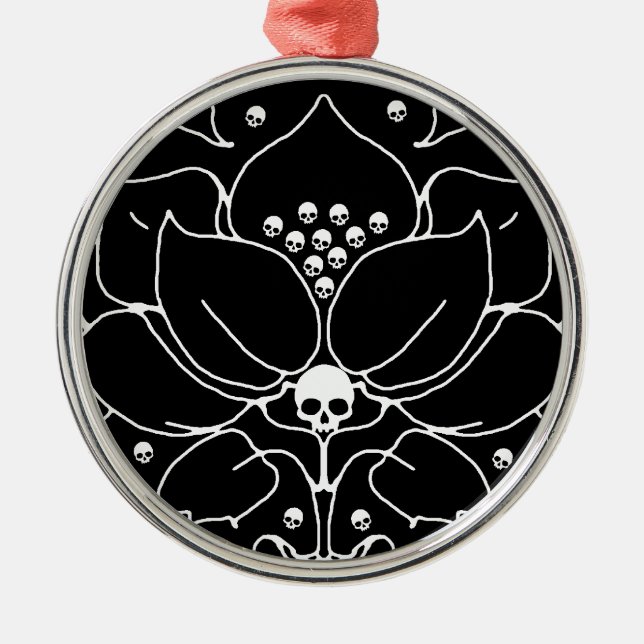 Gotische Lily mit Skulls Silbernes Ornament (Vorne)