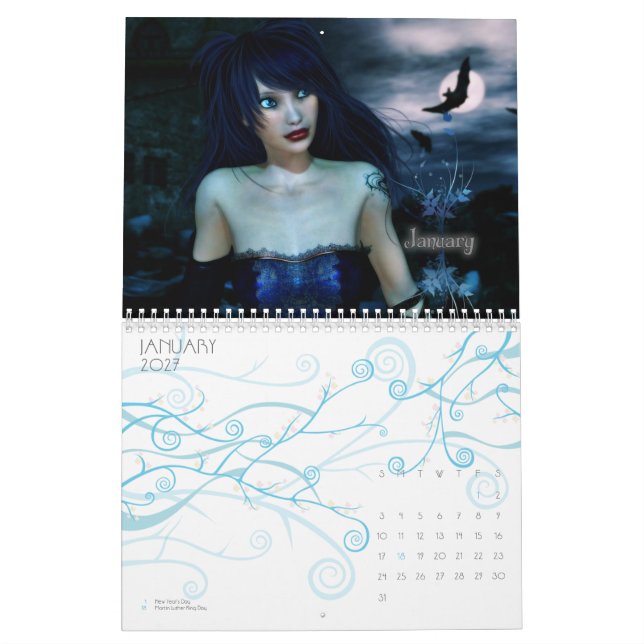 Gotische Mädchen 2010 Kalender (Jan 2027)