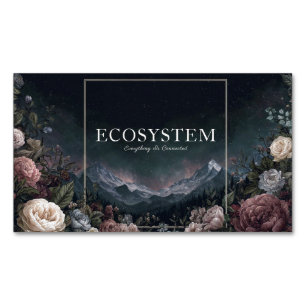 Gotische Märchenrose Rahmen Sternennacht Berg Magnetische Visitenkarte