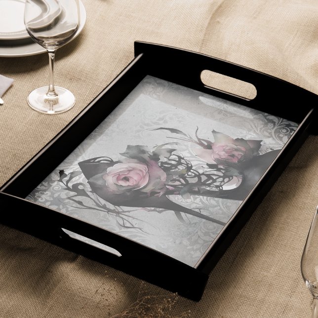 Gotische Mode Stiletto Heel mit Mauve Pink Roses Seidenpapier (Von Creator hochgeladen)