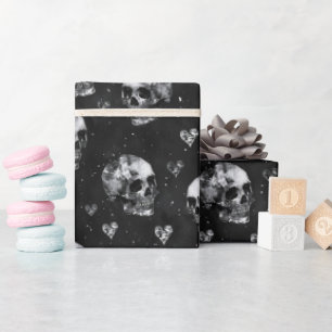 Gotische okkulte Schädel mit Herz Geschenkpapier