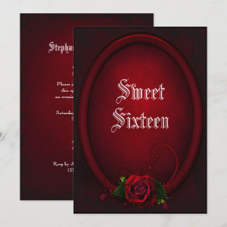 Gotische Oval Rahmen & Rose Sweet 16 Einladung