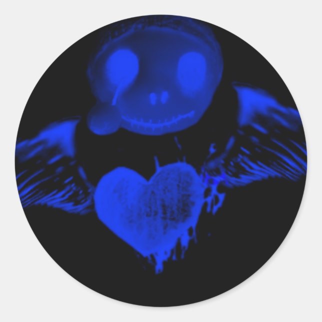 Gotische Puppe & Herz Runder Aufkleber (Vorderseite)