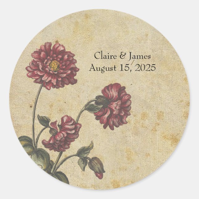 Gotische romanische Hochzeitsticker - Dunkel und e Runder Aufkleber (Vorderseite)