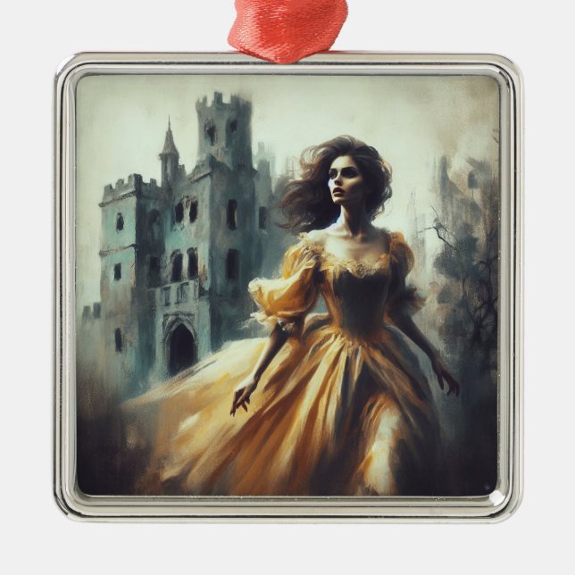 Gotische Romantik Bucht Cover Spooky Burg Horror Ornament Aus Metall (Vorne)