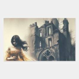 Gotische Romantik Bucht Cover Spooky Burg Horror Rechteckiger Aufkleber