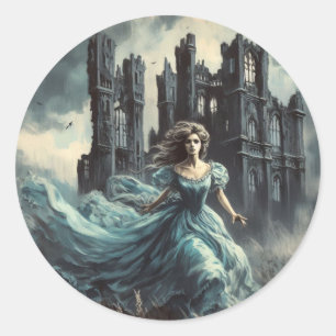 Gotische Romantik Bucht Cover Spooky Burg Horror Runder Aufkleber