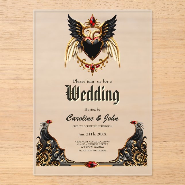 Gotische Romantik, im Schatten der Liebe Acryleinladungen (Vorderseite)