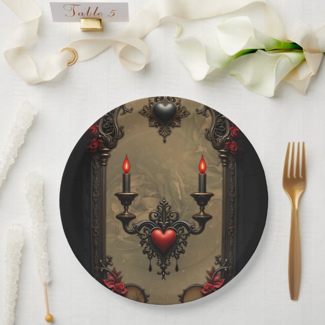 Gotische Romantik: Versteckte Leidenschaft. Pappteller (Hochzeit)