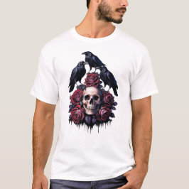 Gotische Romantik: Wo Schädel, Rose und Ravens Ent T-Shirt