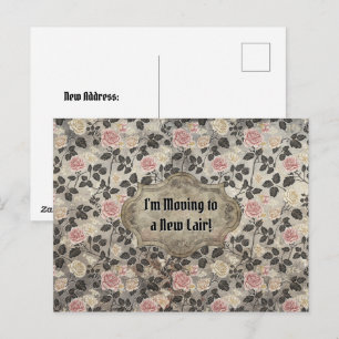 Gotische rosa Rosen Adressänderung Postkarte