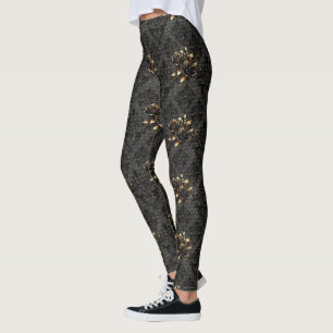 Gotische Rose aus Schwarzgold Leggings
