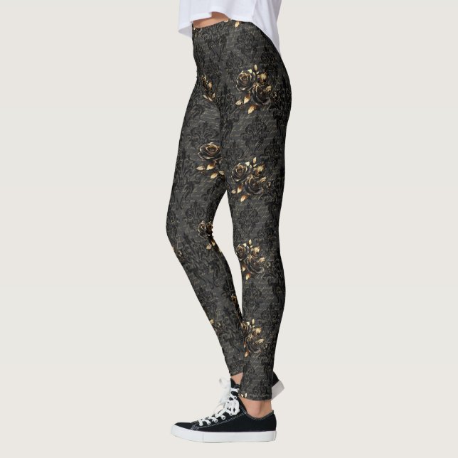 Gotische Rose aus Schwarzgold Leggings (Links)