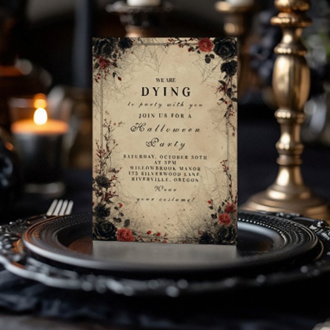 Gotische Rose Cobweb Halloween Feier Einladung (Von Creator hochgeladen)